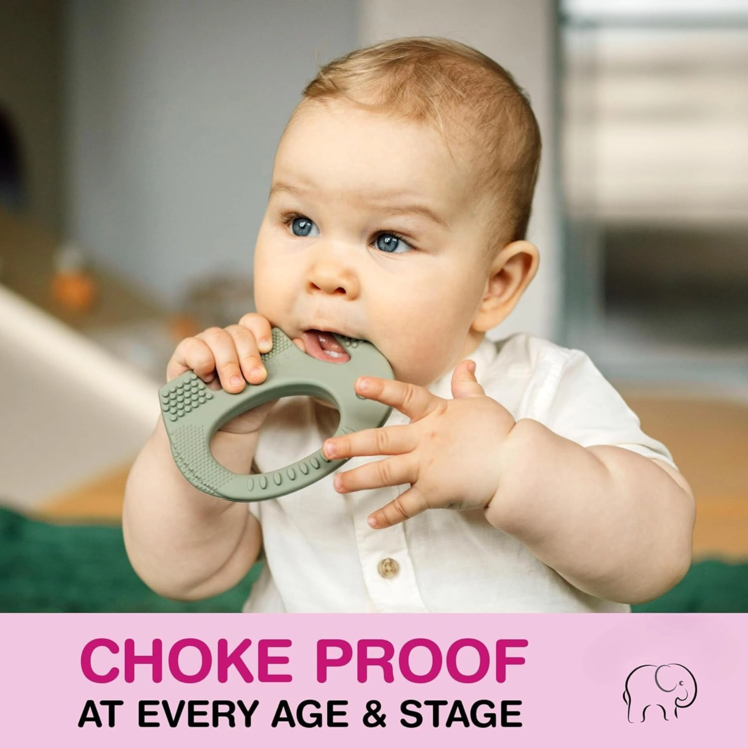 2 in 1 Teether - Beech Wood, Silicone