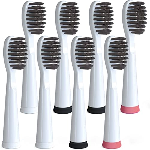 Replacement Electric Toothbrush Head - Pack of 8 Soft Charcoal Nylon Twist Lock
