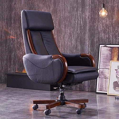 Desk Chair - PU Leather Brown High Back