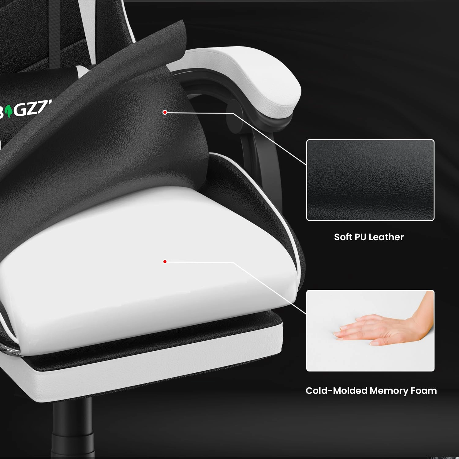 A gaming chair - Adjustable Height Reclining Feature