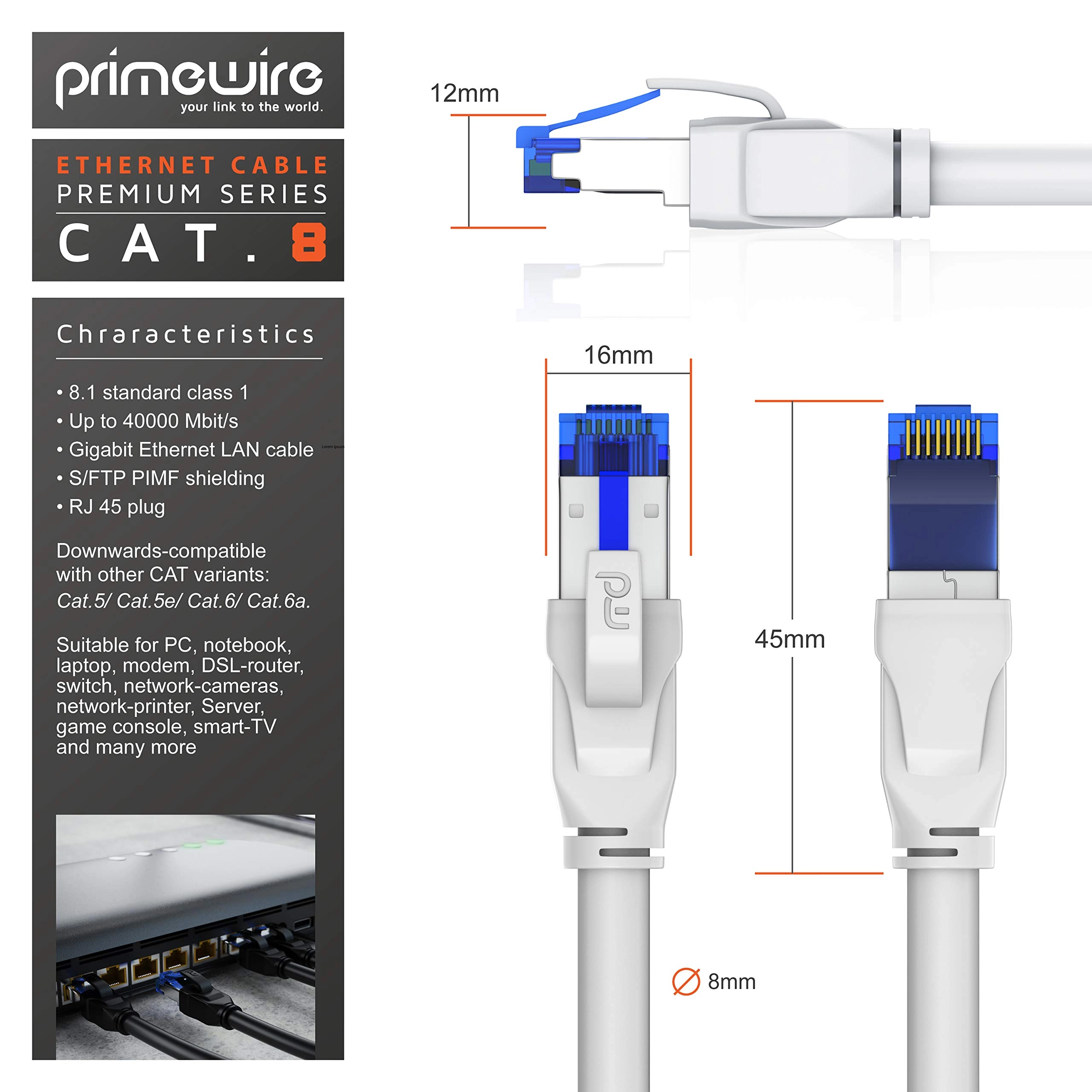 Cat 8 Ethernet Cable - 1M
