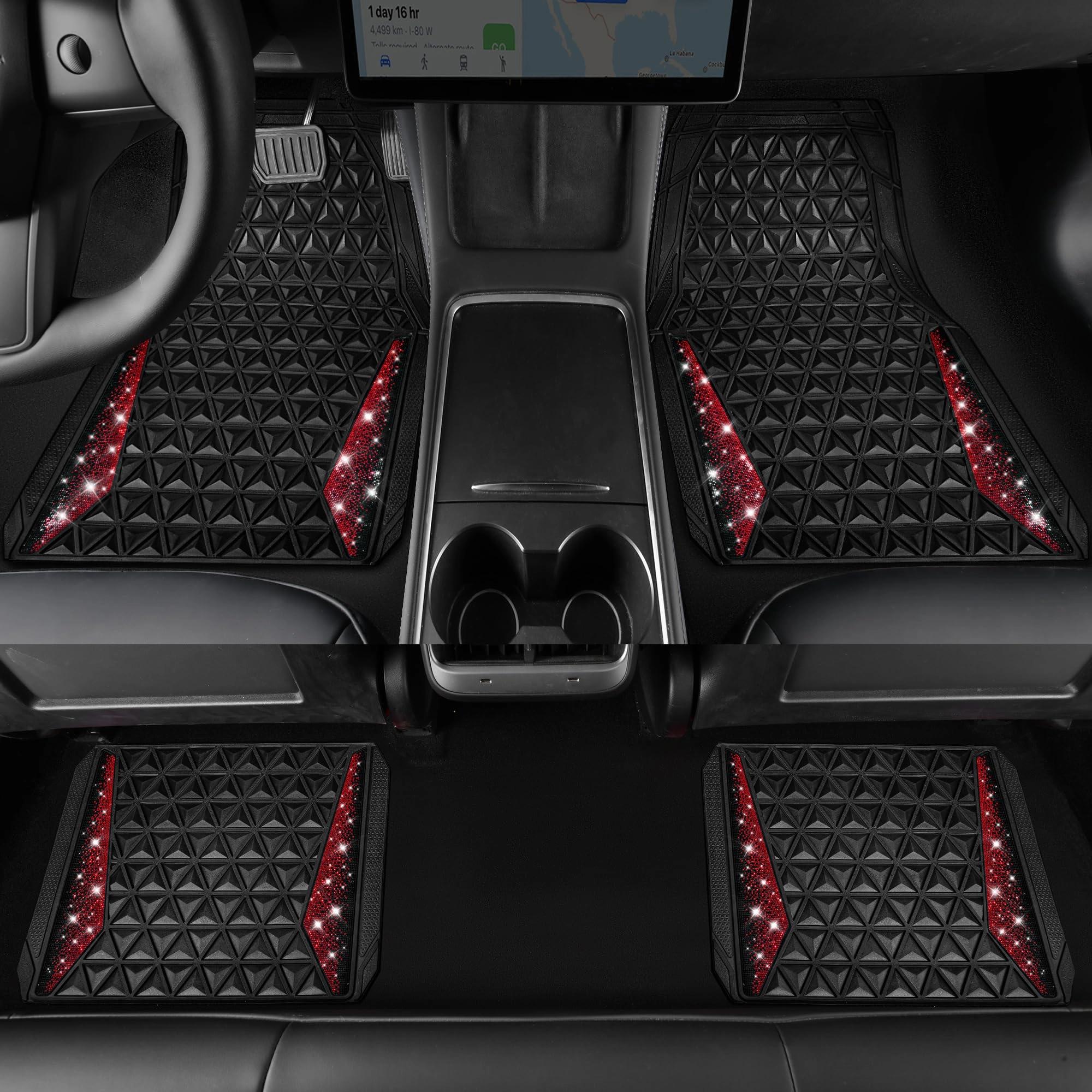 Bling Diamond Car Mats - 4.0 Count Universal Fit
