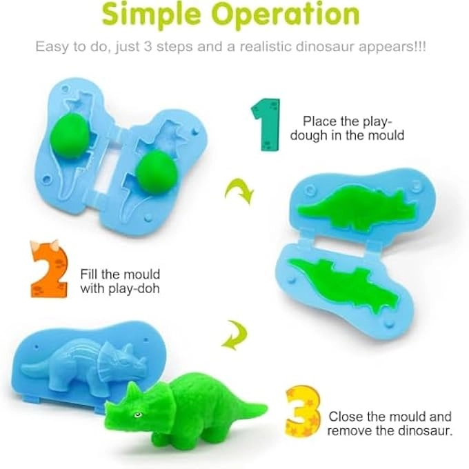 Dinosaur Dough Play Tools Set - 3+ years 45 pcs