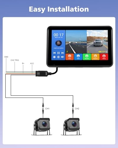Car Rear View Camera + Digital Monitor - Night vision Wired 1080P