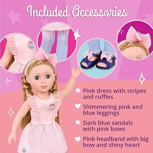 Emilia Poseable Fashion Doll - 14-Inch Braided Blonde Hair Green Eyes Ages 3+