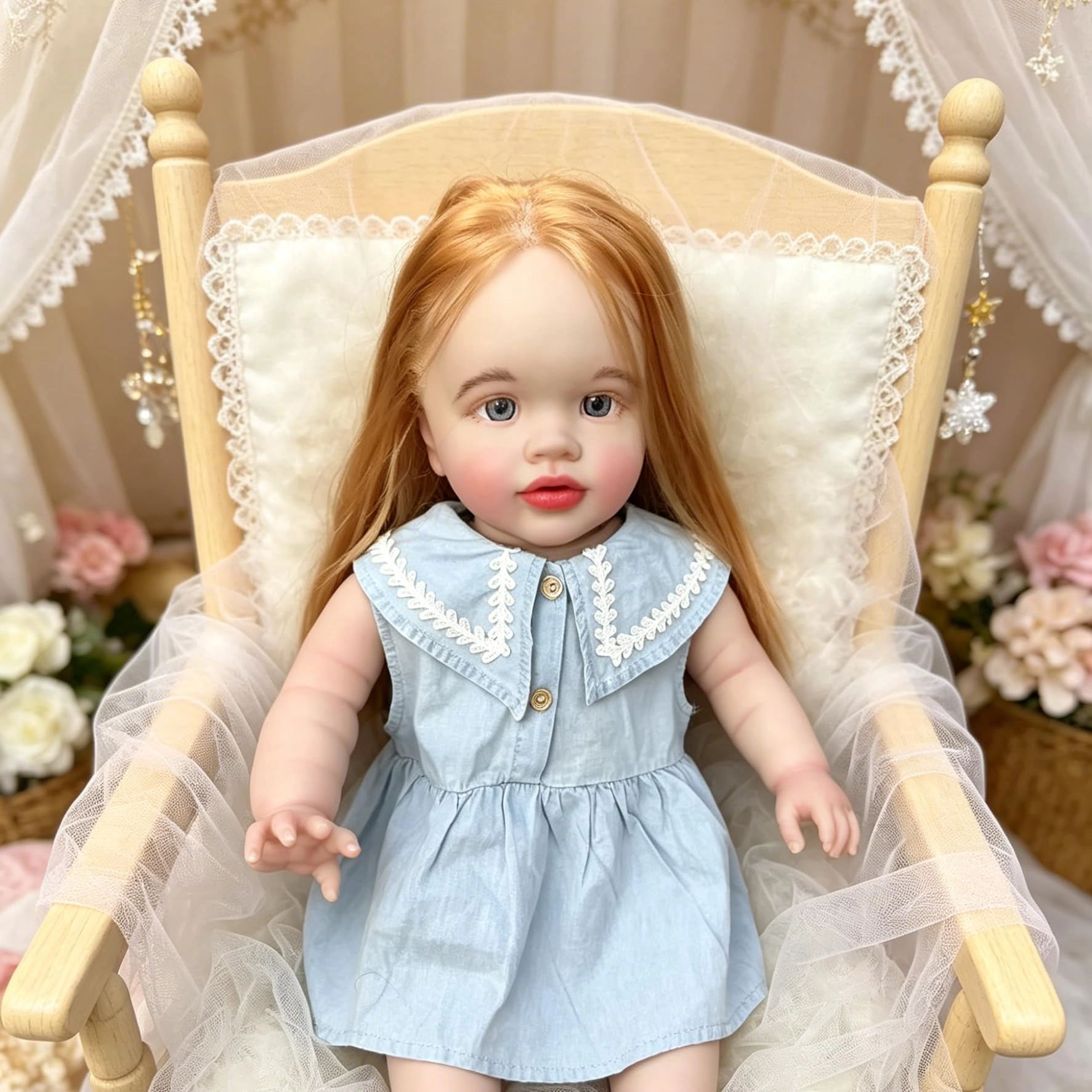 Pippa Reborn Baby Doll - 26 inch Cotton Vinyl Hand-rooted Curly Hair Ages 3+