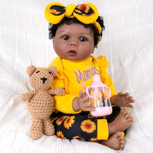 Reborn Baby Doll - 22 Inch Cotton Vinyl African American Ages 3+