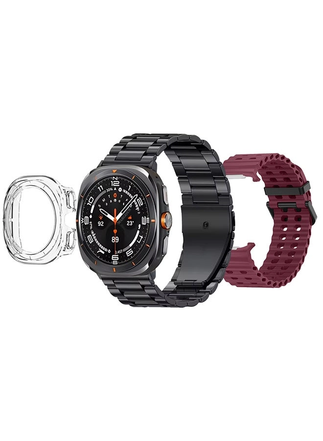 SK7 Ultra + Stainless Steel Band + Silicone Band + Charging Cable + TPU Case Protector