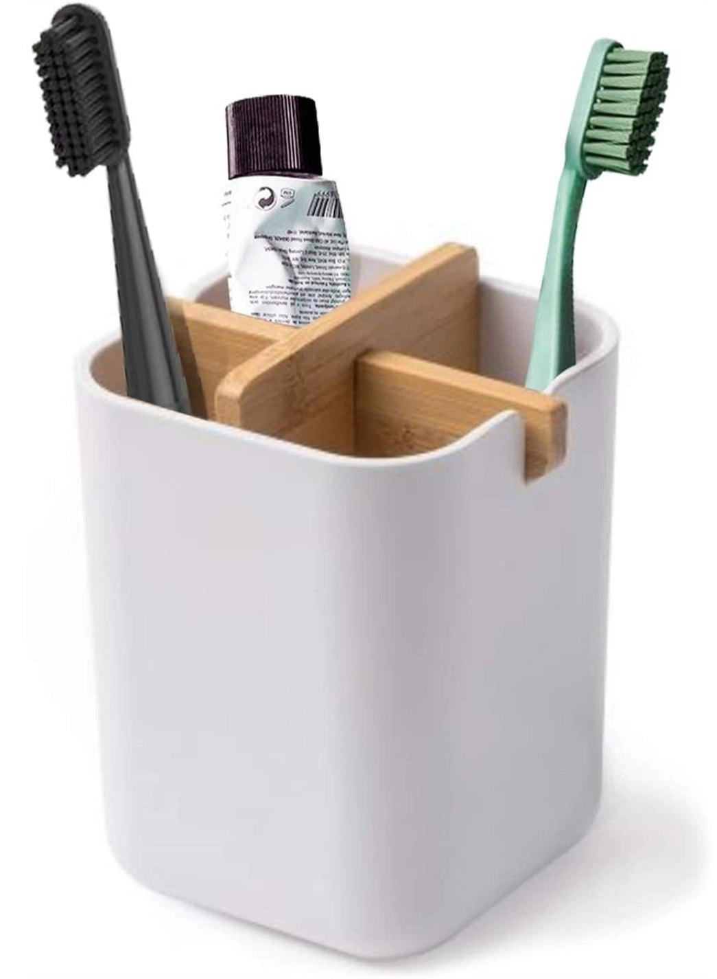 Bamboo Toothbrush Holder - Bathroom Vanity Countertops 4 compartments
