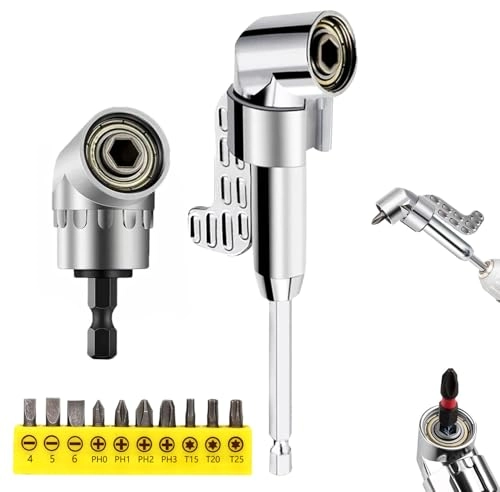 105 Degree Right Angle Drill Adapter - 1/4" Hex Shank 360 degree Rotatable