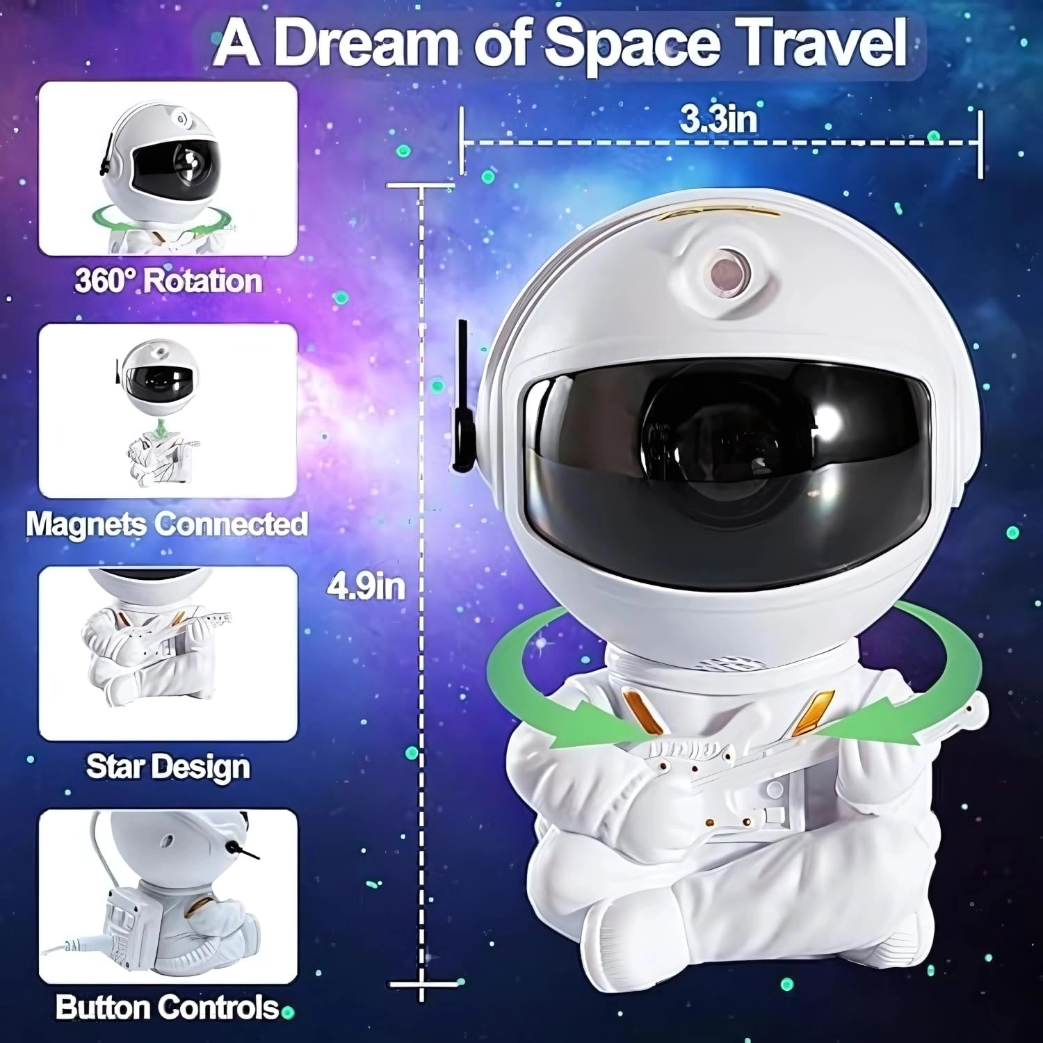 Astronaut Star Projector - Battery Powered Multicolor