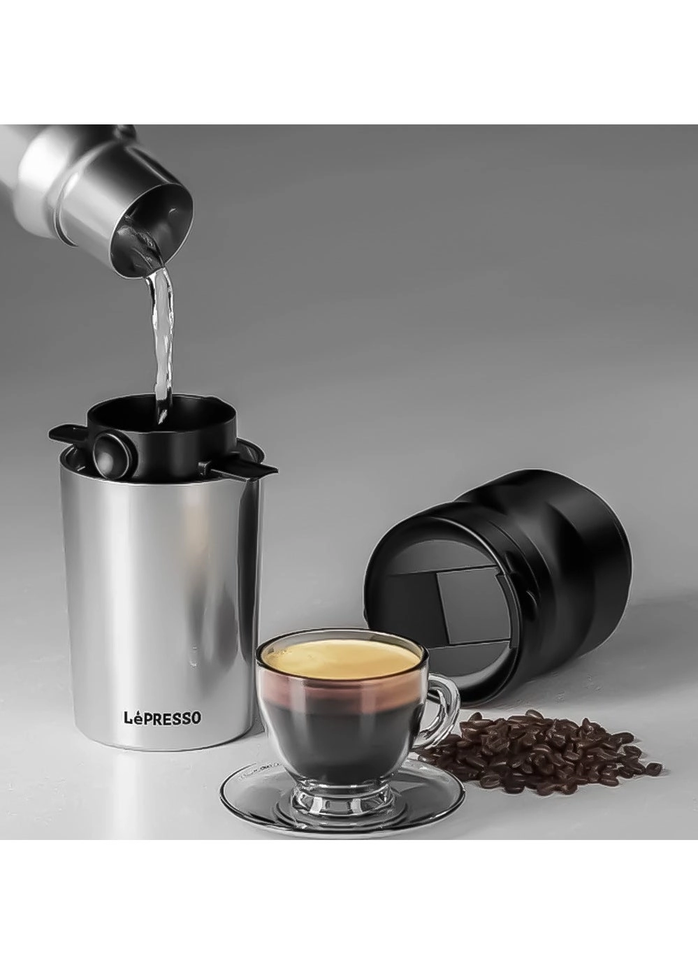PORTABLE MINI GRINDING AND COFFEE MAKER - Stainless Steel Mug