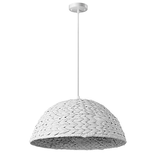 Rattan Woven Chandelier - White 35cm