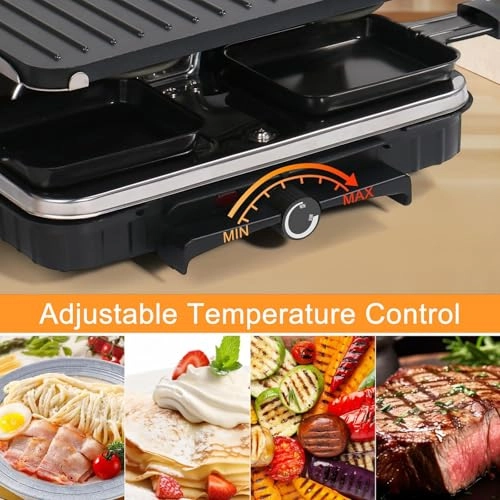 2 in 1 Electric Griddle - 8 Cheese Pans Adjustable Temperature