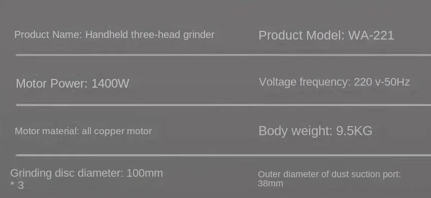 Three Head Dust-free Grinding Machine - 220V