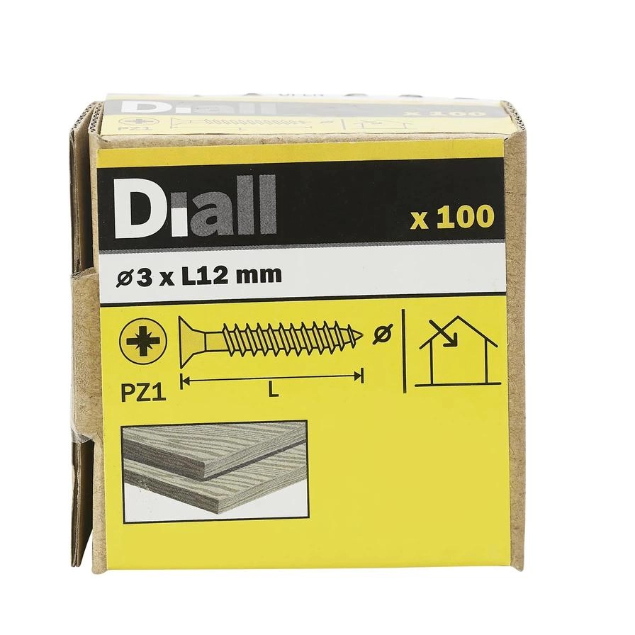 Zinc-Plated Carbon Steel Wood Screw - 12 mm 3 mm