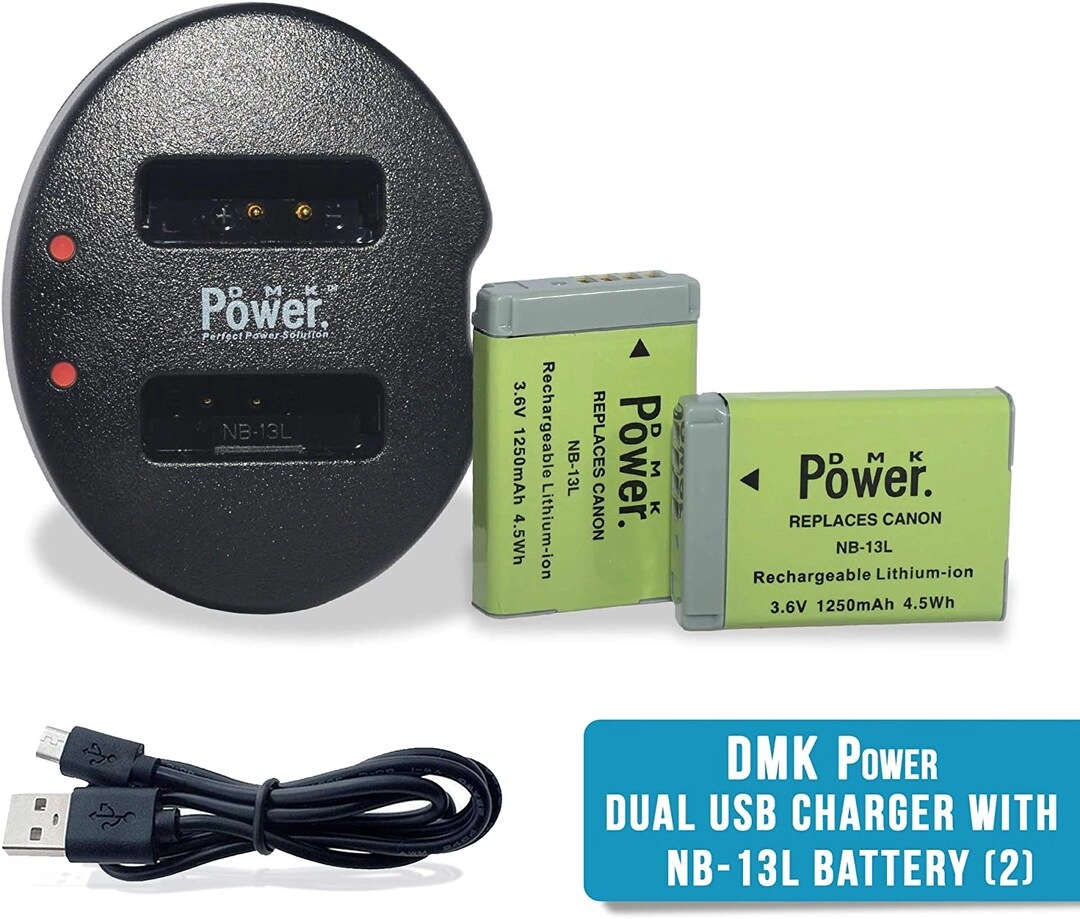DMK NB-13L - 2-Pack + USB Dual Battery Charger