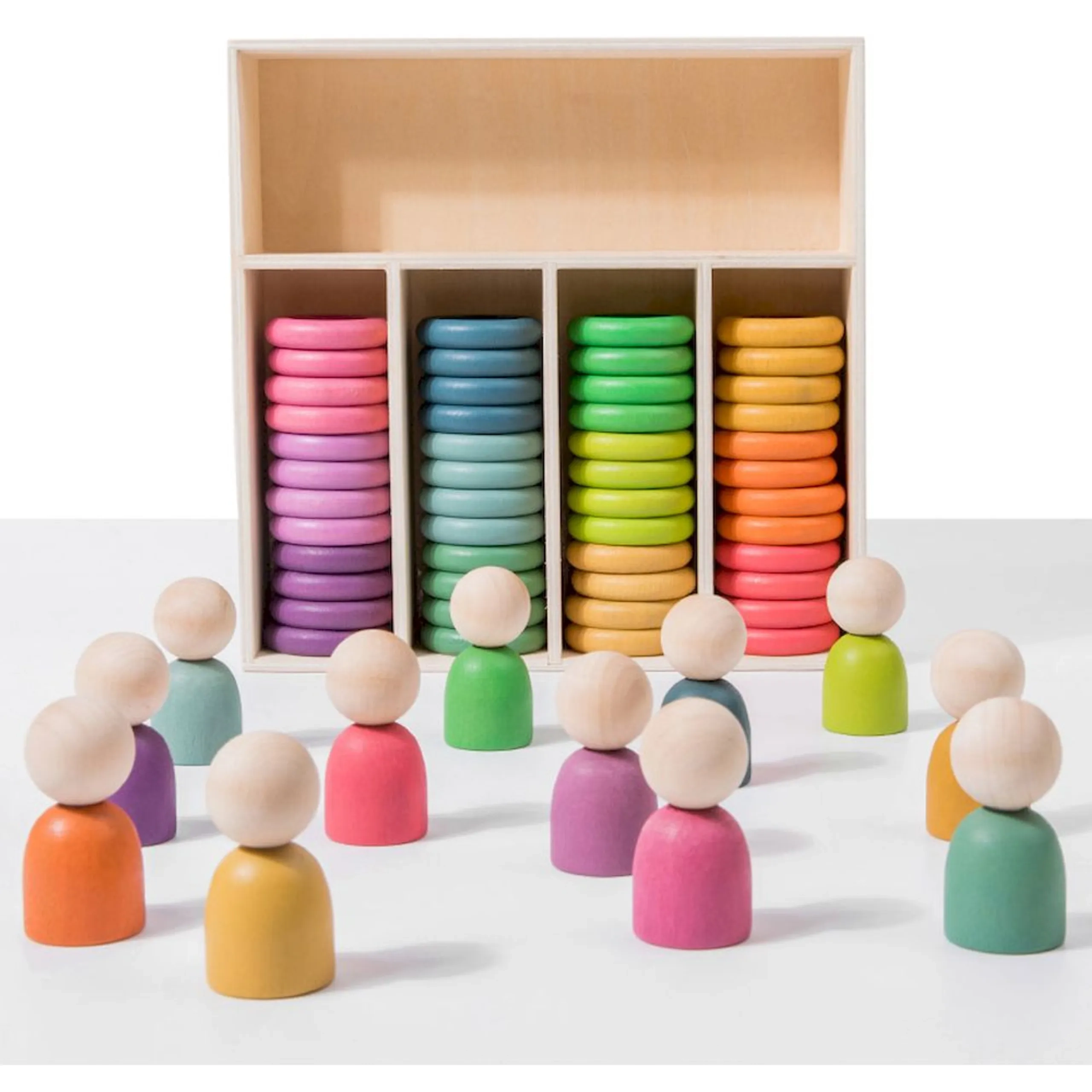 Wooden Rainbow Stacking Toy - Suitable for 2 years & above 48 pieces