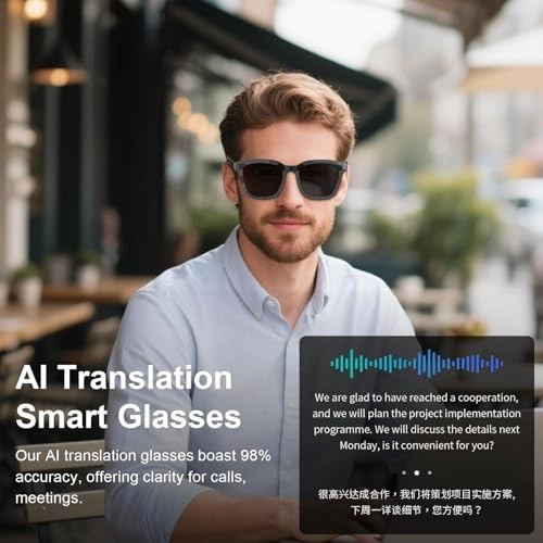 Ai Smart Glasses - ChatGPT AI Real-Time Translation 110+ Languages Bluetooth 5.3