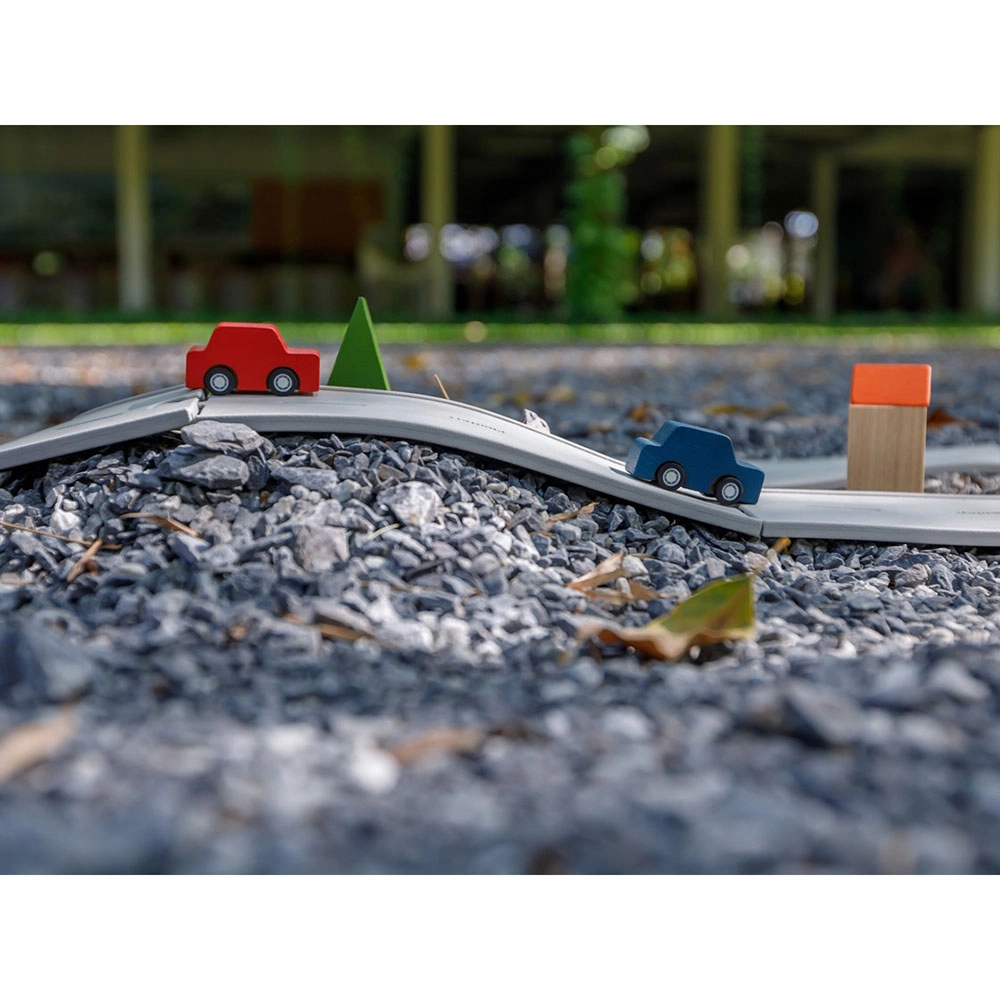 Wooden Rubber Road & Rail Playset - 19pcs