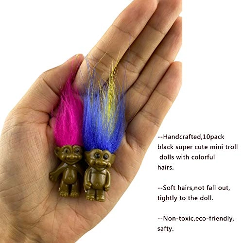 Troll Dolls - 10Pack Black PVC+Polyester Ages 3+