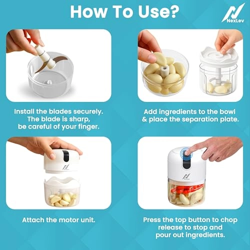 Mini Electric Chopper - 250ml One-Touch Operation