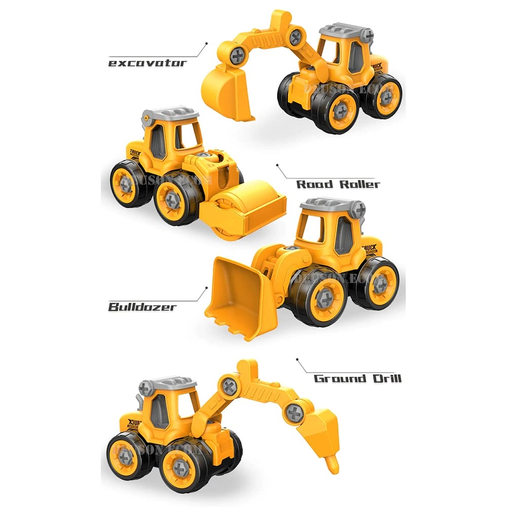 DIY 4Set - Construction Vehicles Multicoloured