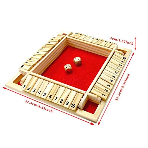 Shut The Box - Wooden Red Dice Game