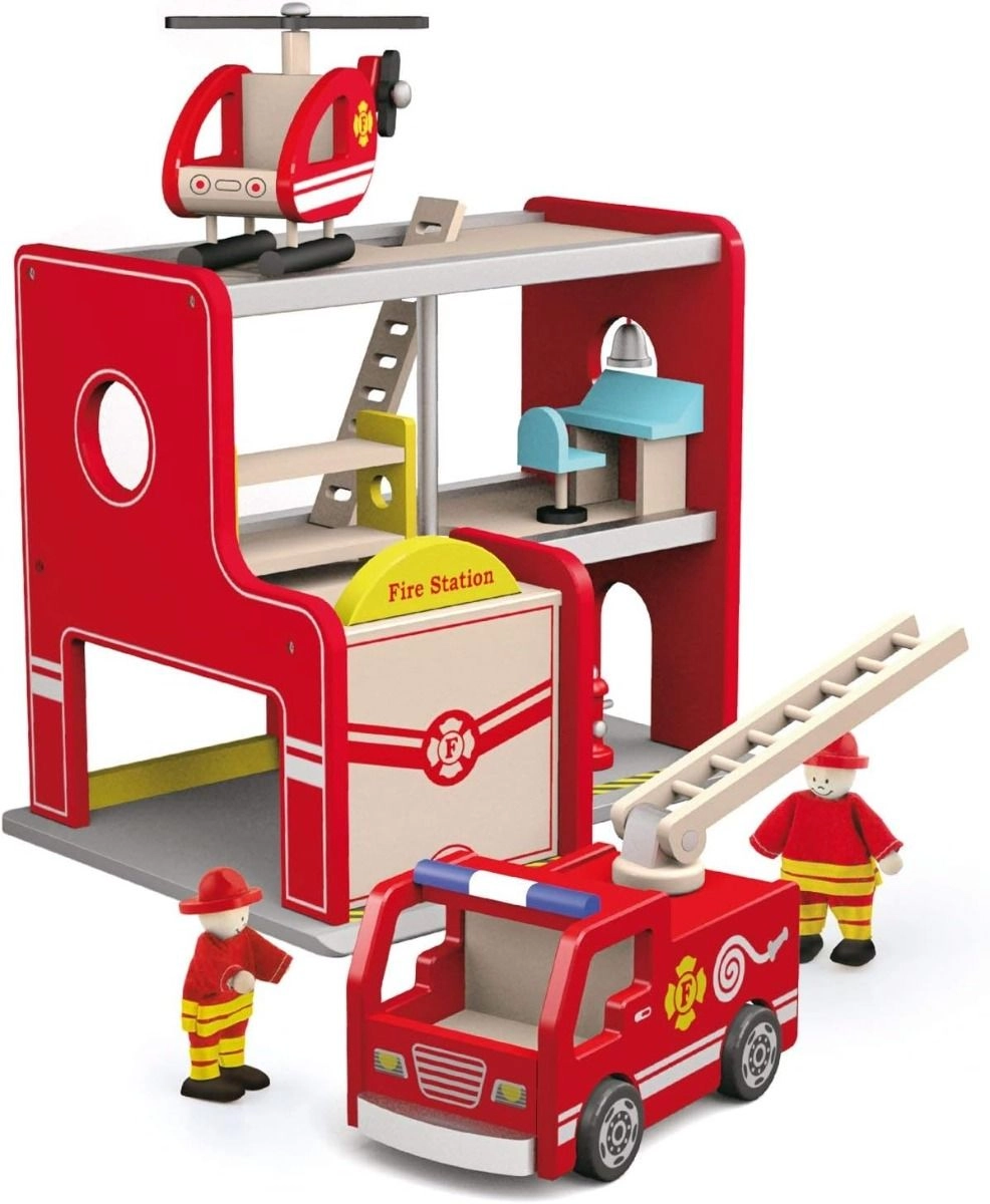 VIGA Wooden Fire Station With Accessories (SW-50828)
