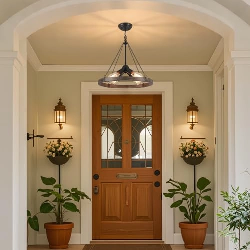 Wagon Wheel Chandelier - 15'' to 74.8''