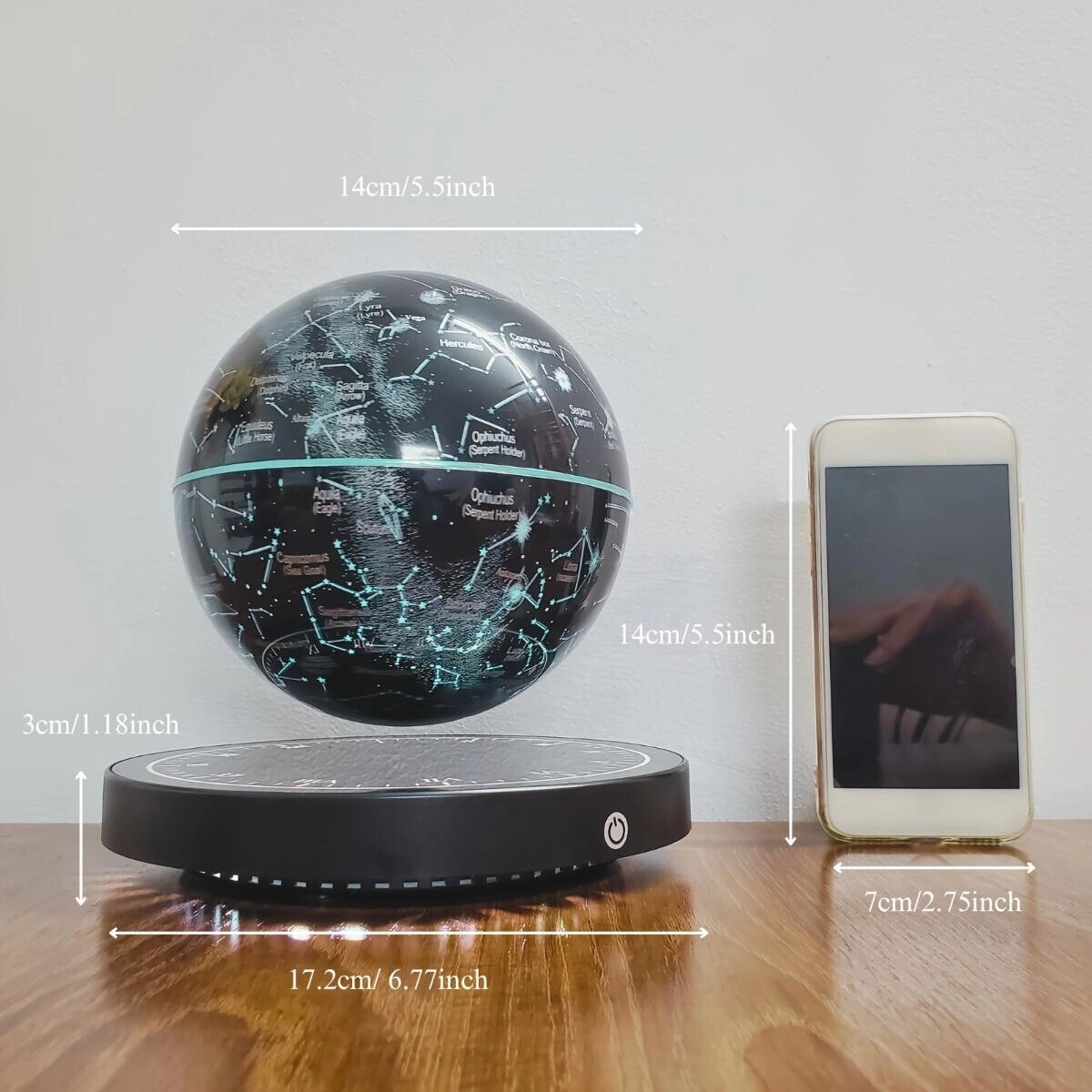 Levitating Starry Globe Lamp - Magnetic Base Touch Control Wireless Charging