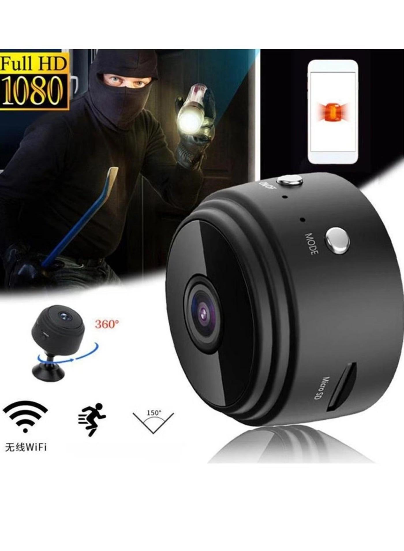 Mini WiFi Hidden Camera - 1080P Night Vision Motion Detection Bundle