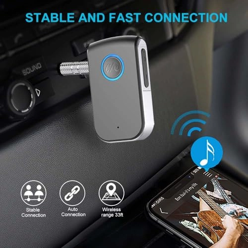 Bluetooth AUX Adapter - Bluetooth 5.0 3.5mm Built-in battery