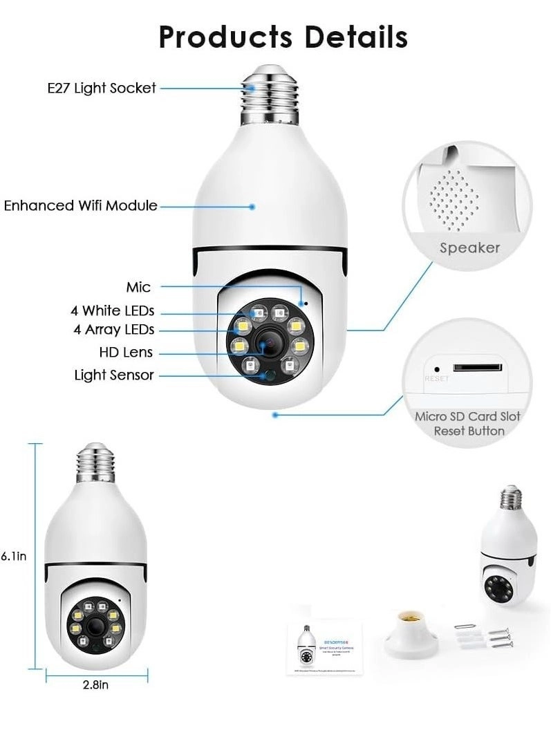 Wireless Light Bulb Camera 1080p Bundle