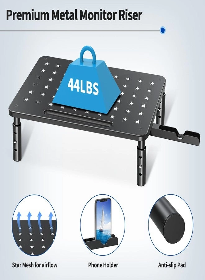 Monitor Stand Riser - Metal Drawer 3 Height Adjustable Phone Holder Pack