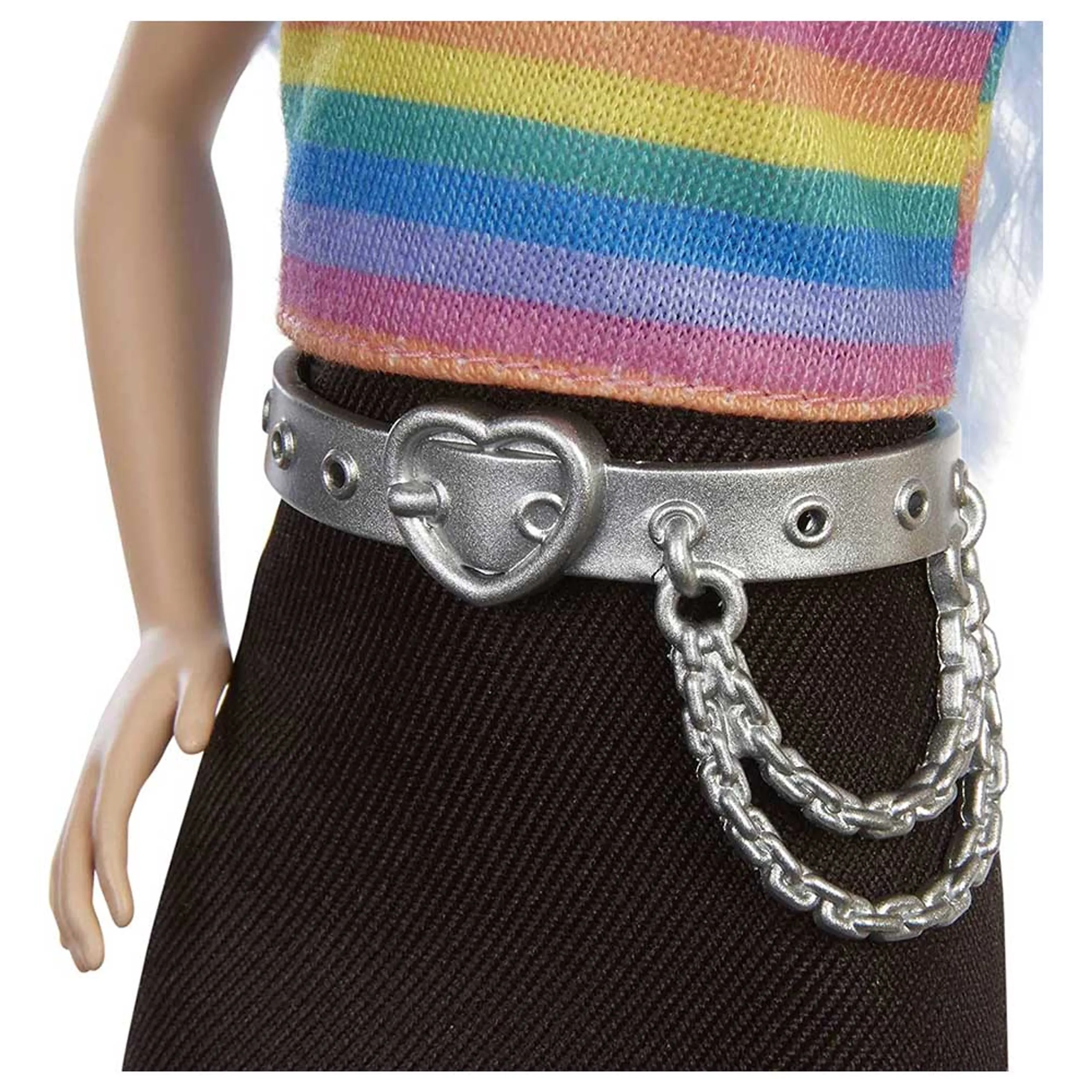 Barbie Fashionistas - Rainbow Striped Top Black Skirt Ages 3+