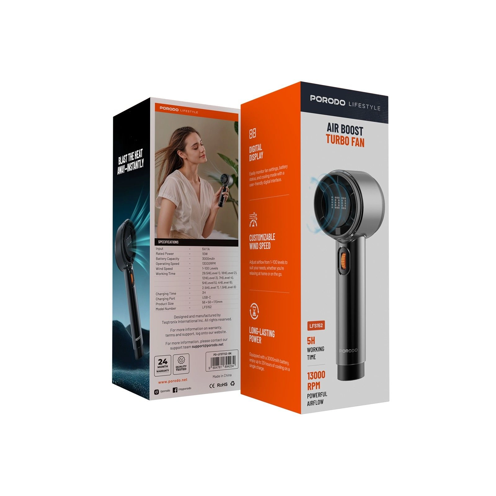 Life Style Handheld Turbo Fan - 13000RPM 3000mAh USB-C