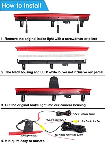 Brake Light Reversing Camera + Rear View Mirror Monitor - Night vision 628 x 586 pixels