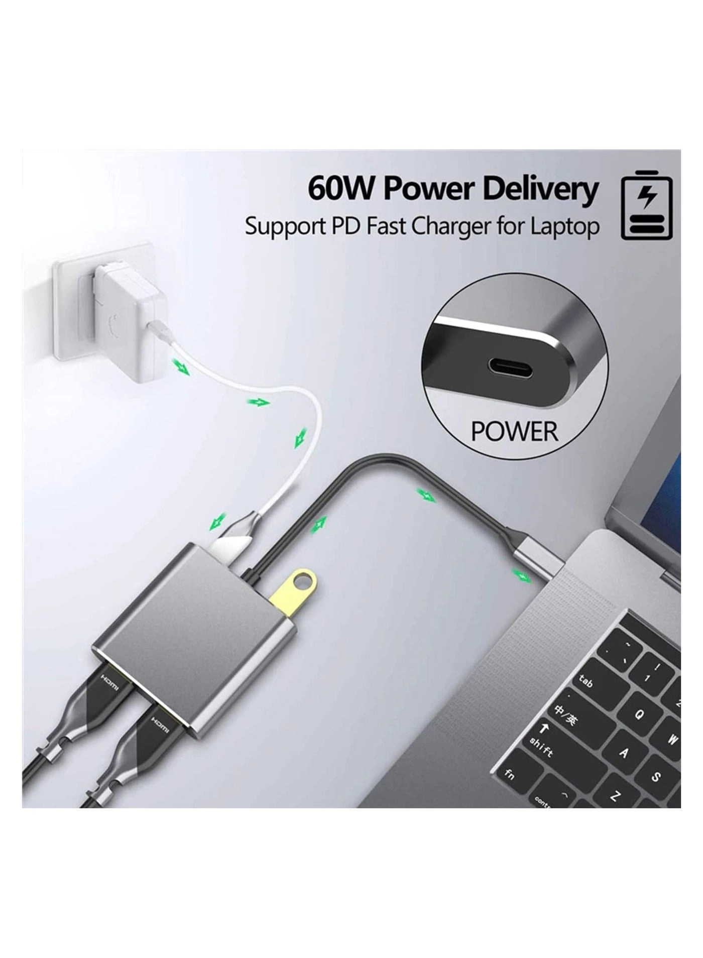 USB C to Dual HDMI Adapter - USB C Windows MacOS