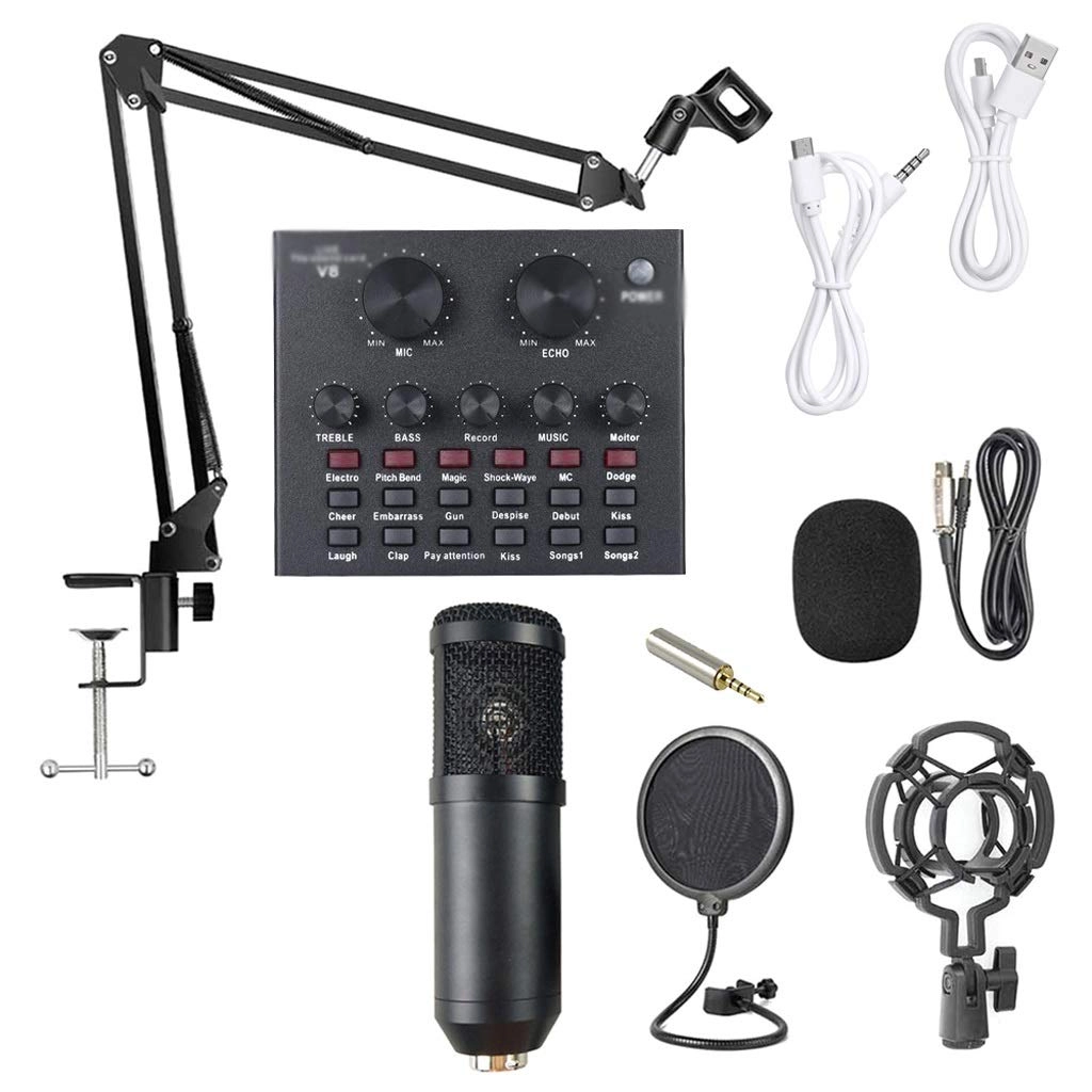 LJGCVNG Live Sound Card Microphone Set USB Microphone