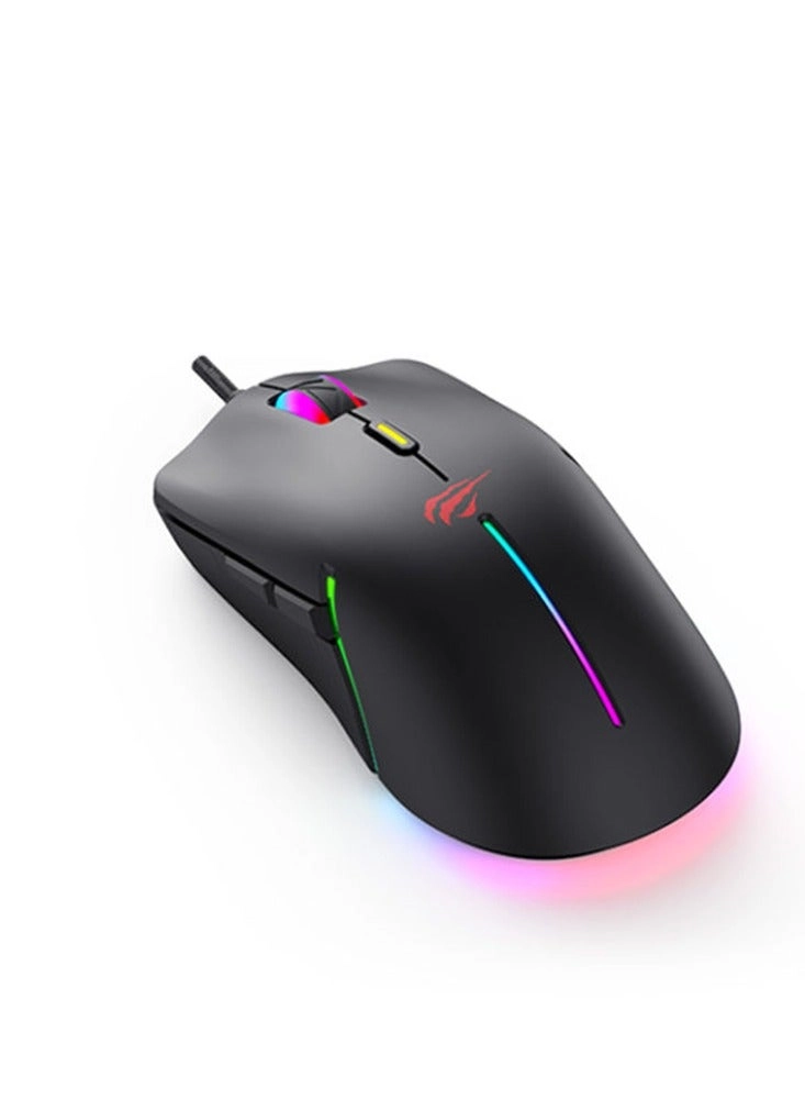 Havit MS1031 RGB Backlit Programmable Gaming Mouse, 6 DPI(800-7200), RGB Lights, Anti-Slip Design
