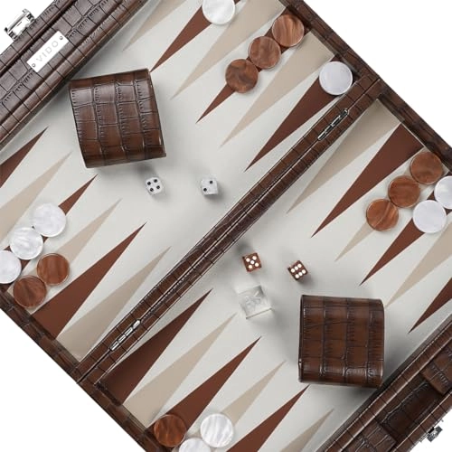 Backgammon Set - 15 inch Teal Green Alligator Vegan Leather
