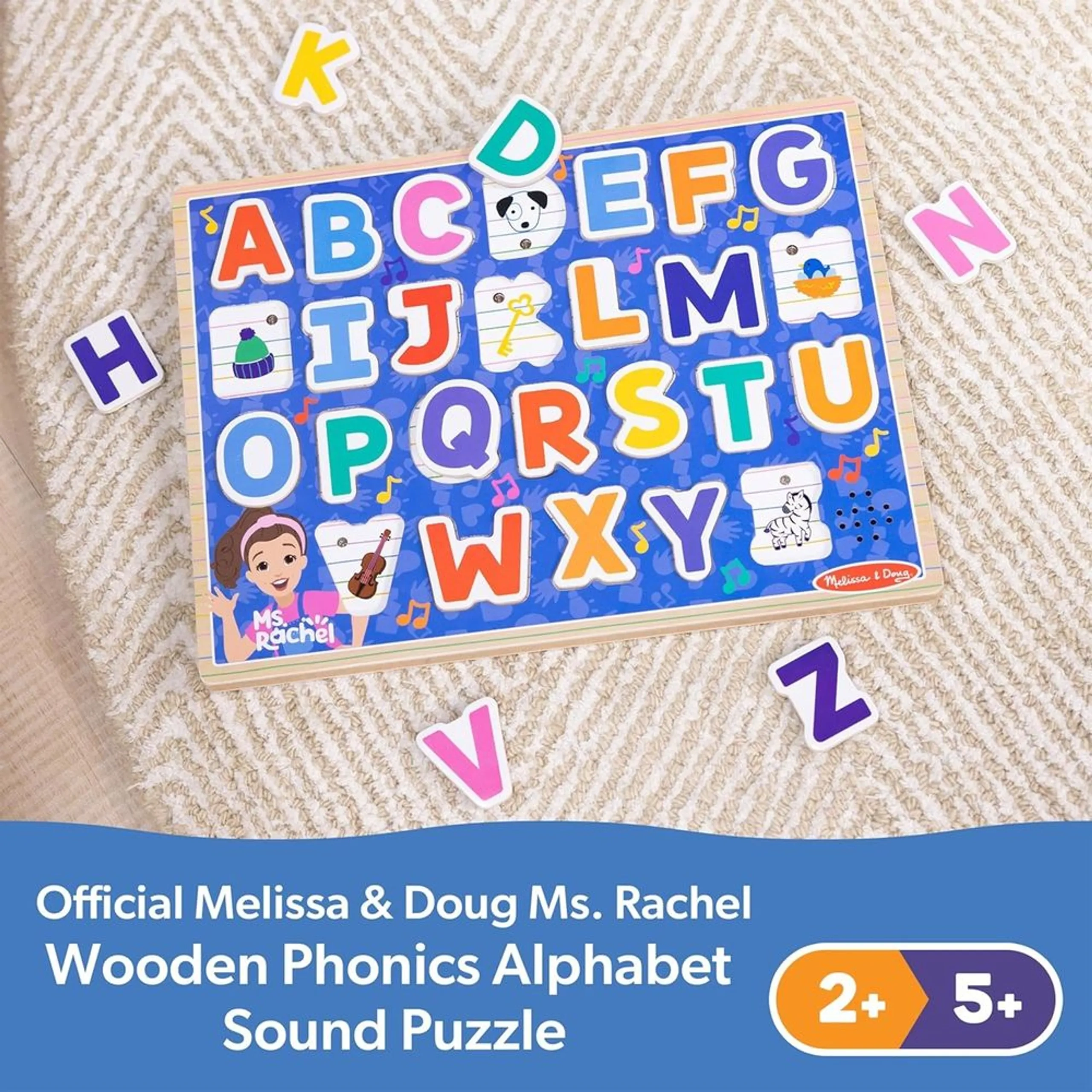 Ms. Rachel Wooden Phonics Alphabet Sound Puzzle - Suitable for 2 years & above 26 pieces