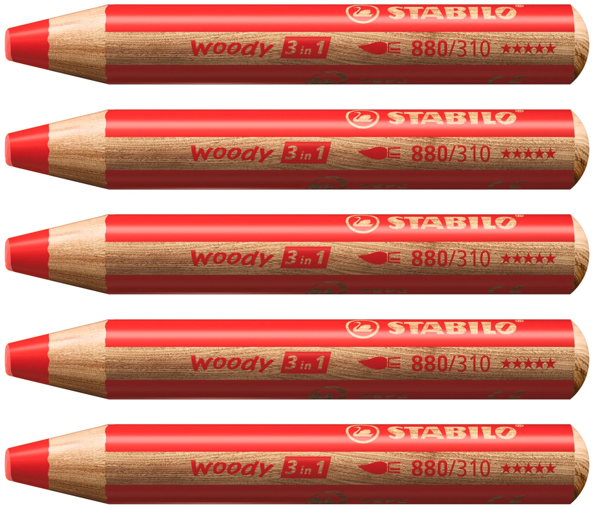 Stabilo Woody 3-in-1 Crayons - 5 Pcs