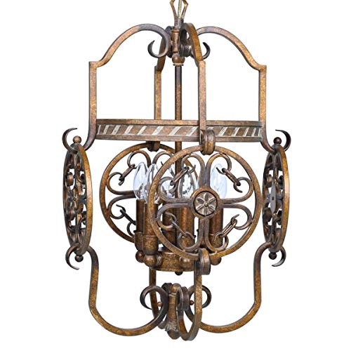 Round Heart Patches Chandelier - 6 Lights Bronze