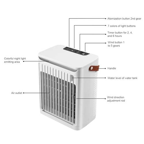 Air Conditioner Humidifier - 680ML 5 Speed 7 LED