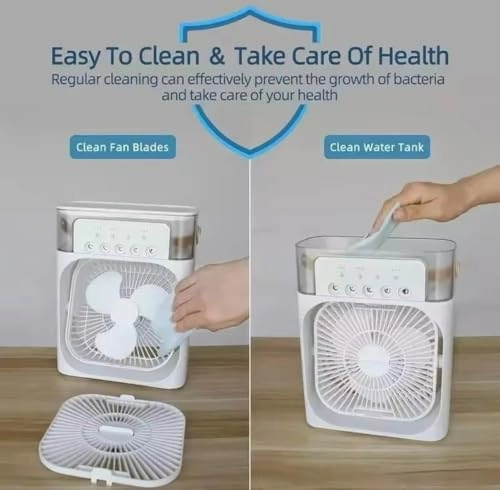 Portable Air Cooler Fan - 3-in-1 600ml LED Night Light