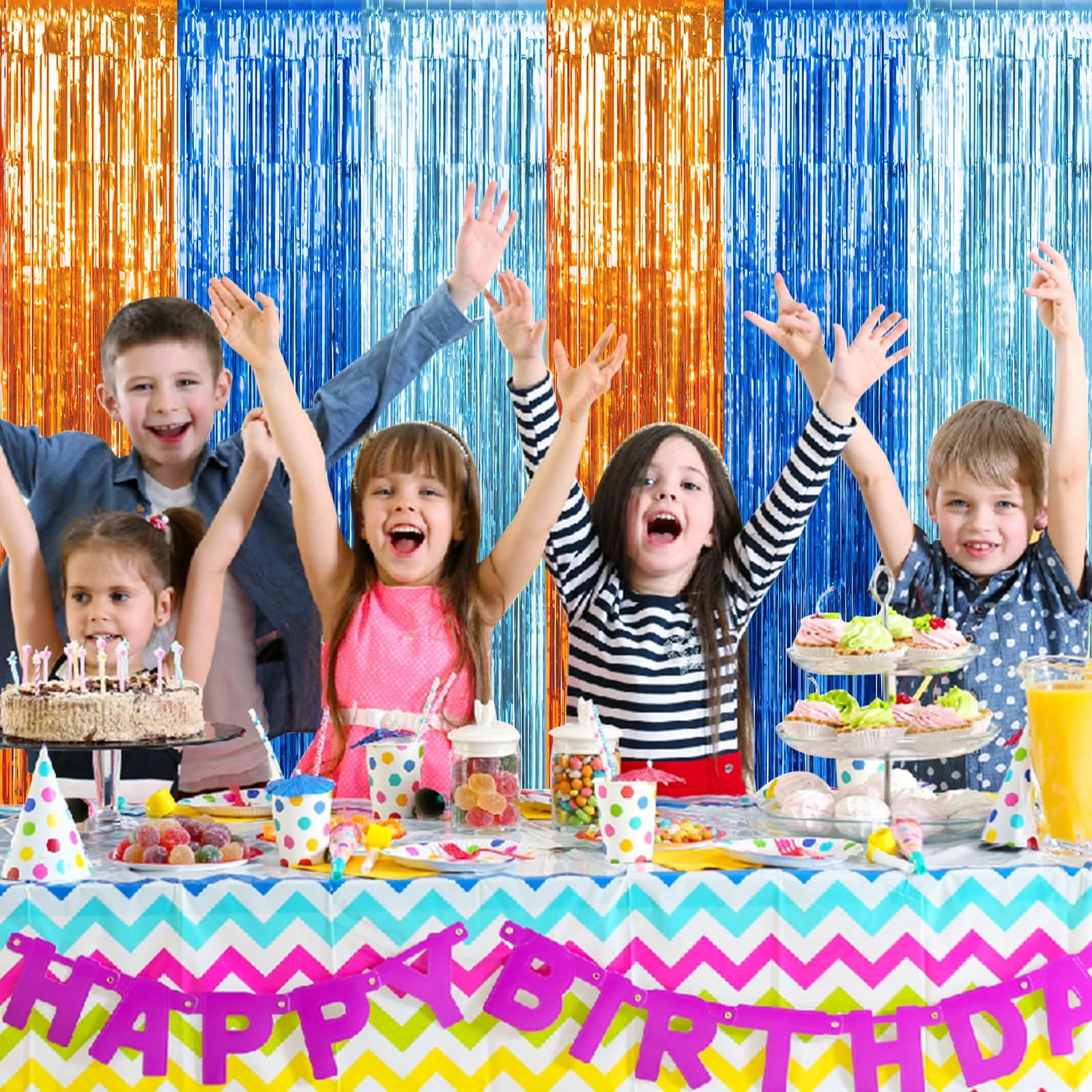 Foil Fringe Curtain - 3 Birthday Graduation Prom Wedding Pack