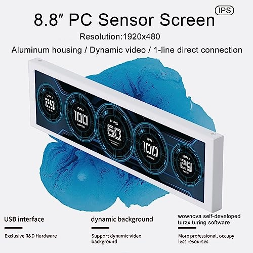 Computer Temp Monitor - 1920 x 480 pixels 8.8 Inches