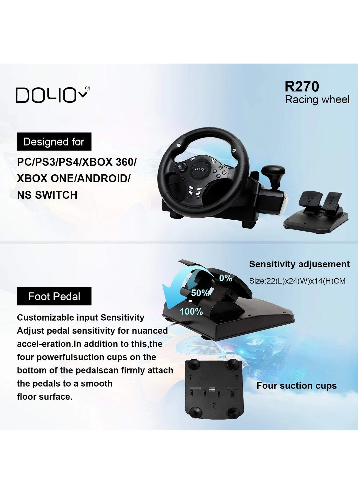 R270 Racing Wheel & Pedals - PC PS3 PS4 XBOX ONE XBOX 360 Nintendo Switch Android